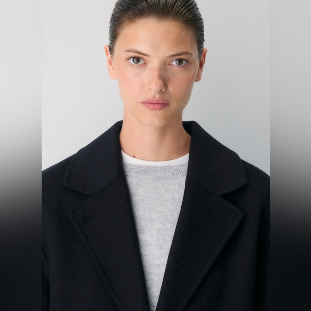 NWT Aritzia The Only Double-Faced Coat - Luxe (Re)Wool - Dark Night Navy Size XS - Picture 4 of 12